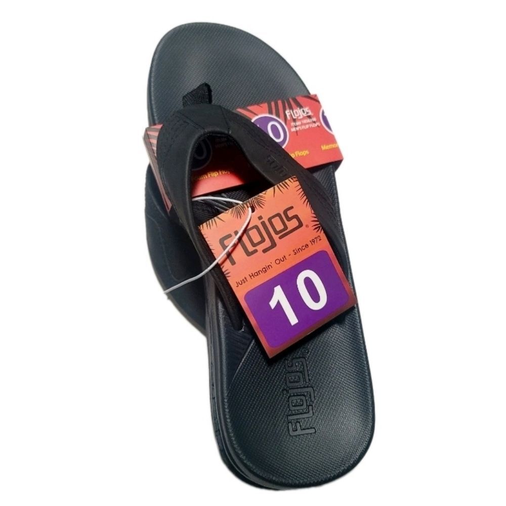 Flojos Men's 10 Memory Foam Flip Flop MEMEX Footbed Arch Support Black NWT - Picture 9 of 10